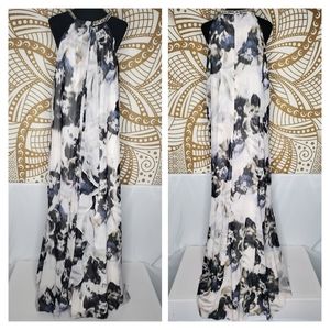 Calvin Klein Women's Plus Floral Print Chiffon Gown Pink 24W